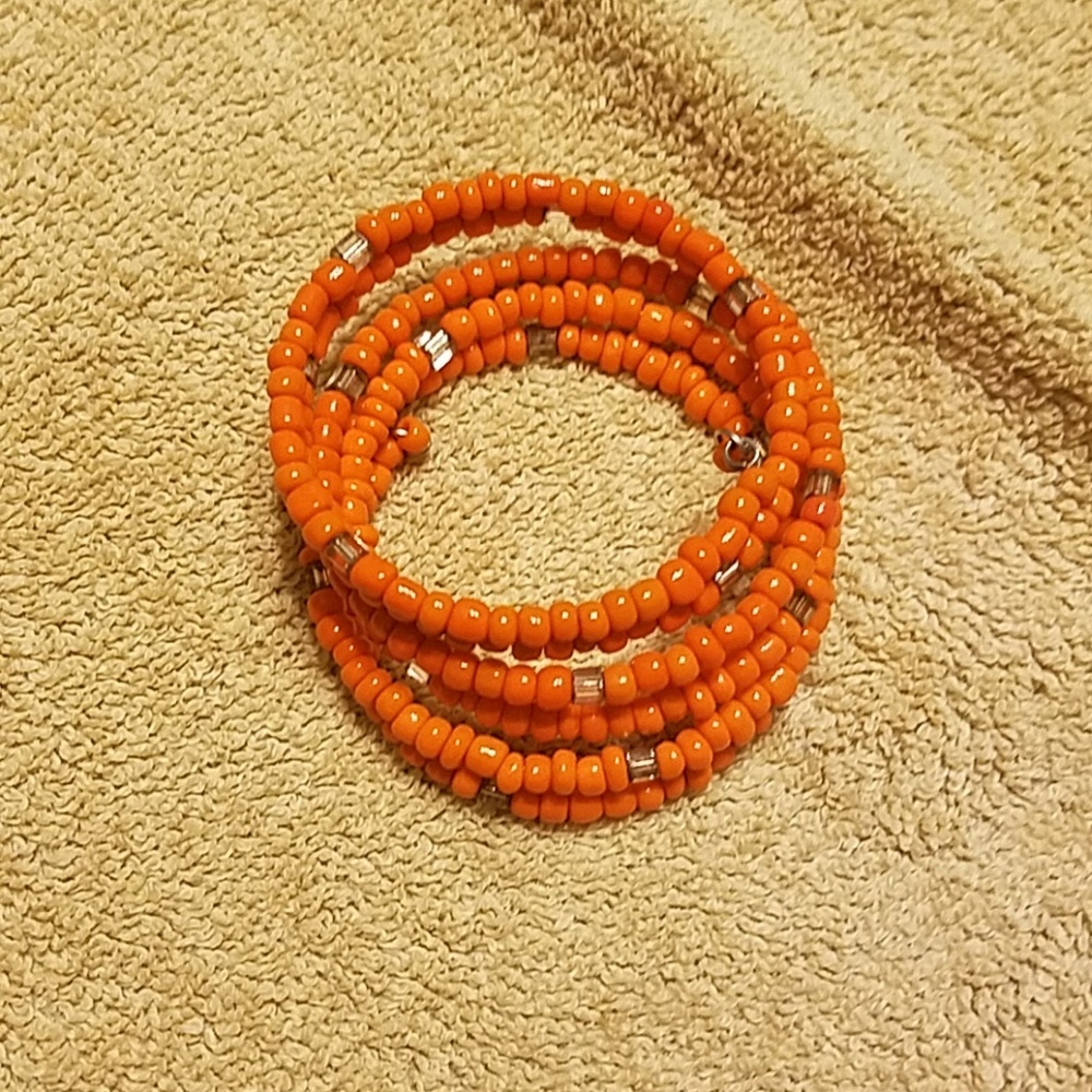 Orange beaded wrap bracelet